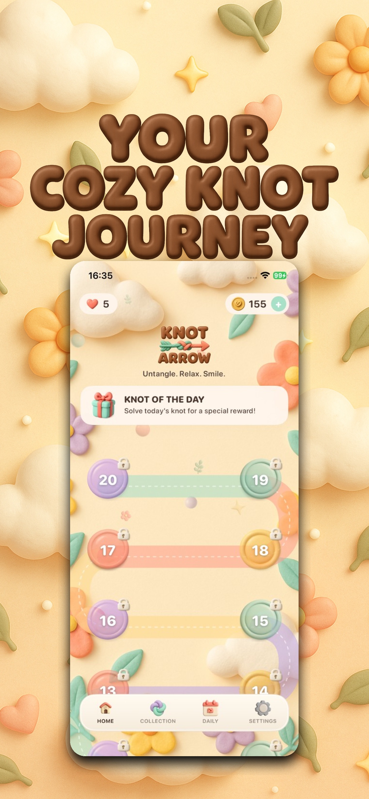 Knot Arrow level map with knot progression path